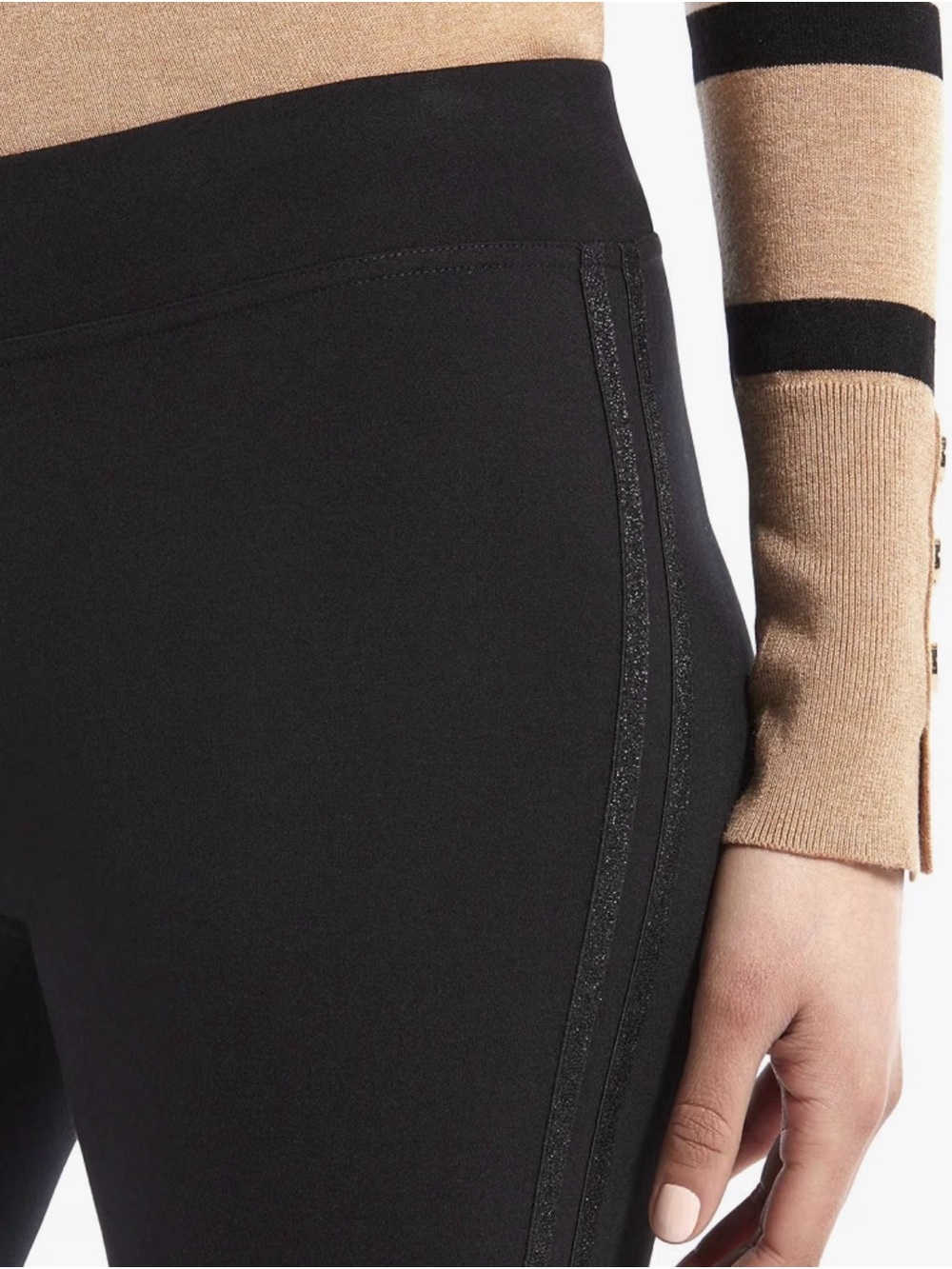 HUE Black Leggings with Double Side Stripe
